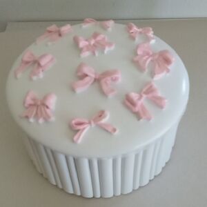 New!Viral White Ceramic Box with Pink Bows